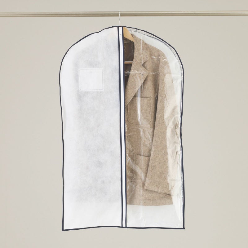 アパレル｜マチ付　半身透明洋服カバー　スーツ・ジャケット用