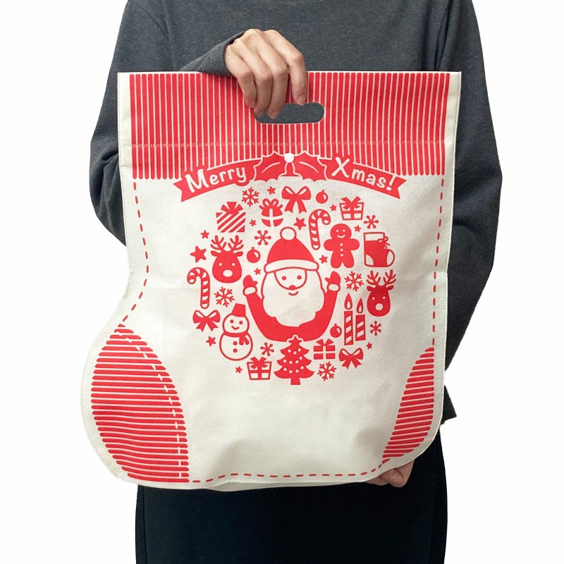 ラッピング｜【クリスマス】小判抜きバッグ　大サイズ｜不織布ラッピング袋｜20枚入～