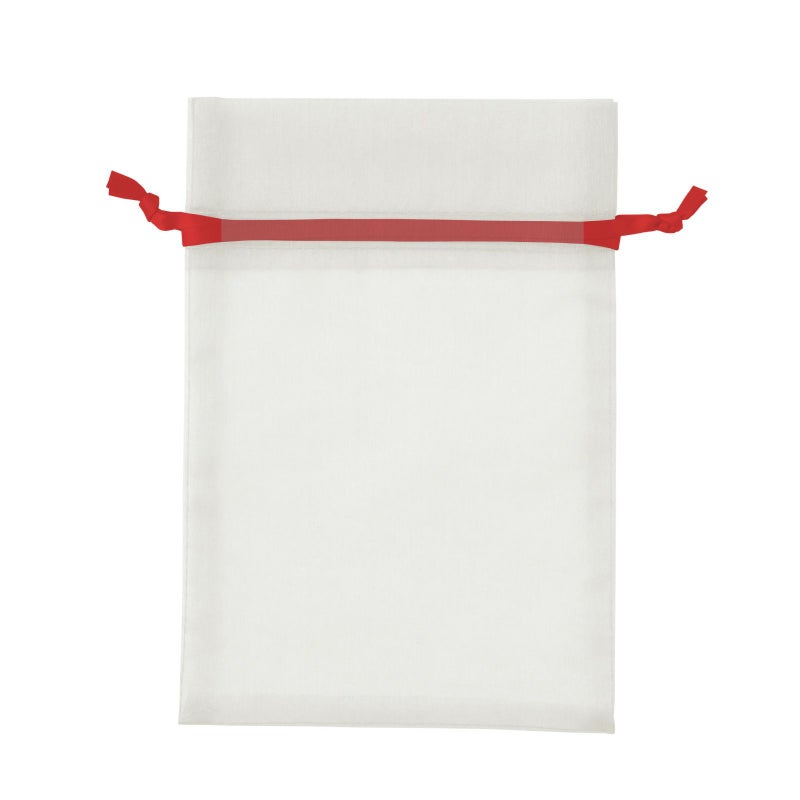 ラッピング｜オーガンジー巾着　赤リボン　50枚入