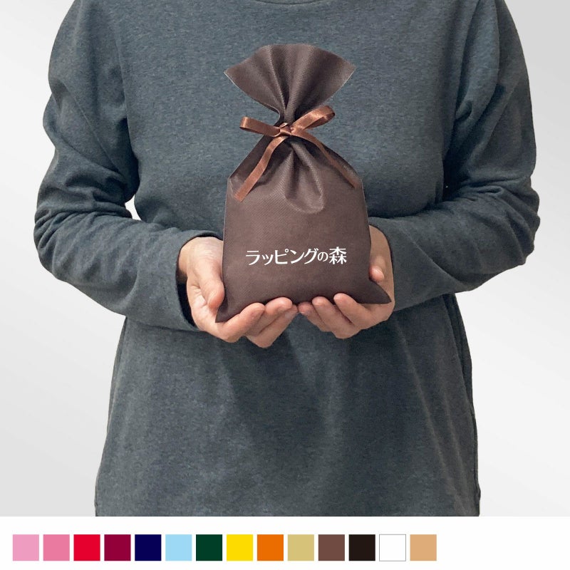 ラッピング｜ソフトバッグベーシックS3　2穴リボン巾着　名入れ有 100枚入