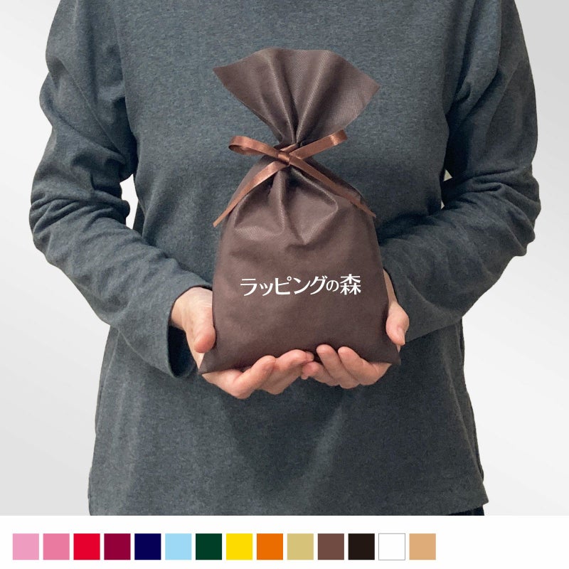 ラッピング｜ソフトバッグベーシックS4　2穴リボン巾着　名入れ有 100枚入