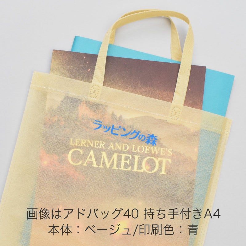 不織布バッグ｜【1200枚以上専用】アドバッグ 薄タイプ（40g） 小判抜き　A4 名入れ有 100枚入