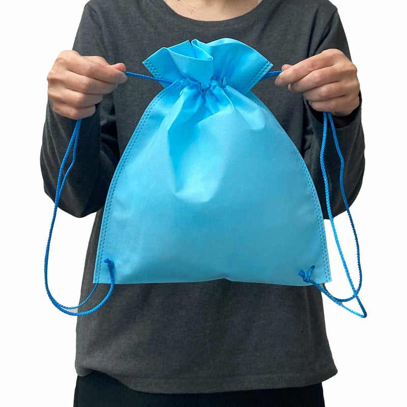 子ども会ラッピング｜ ナップサック　名入れ有（ブルー、パステルブルー）　100枚入