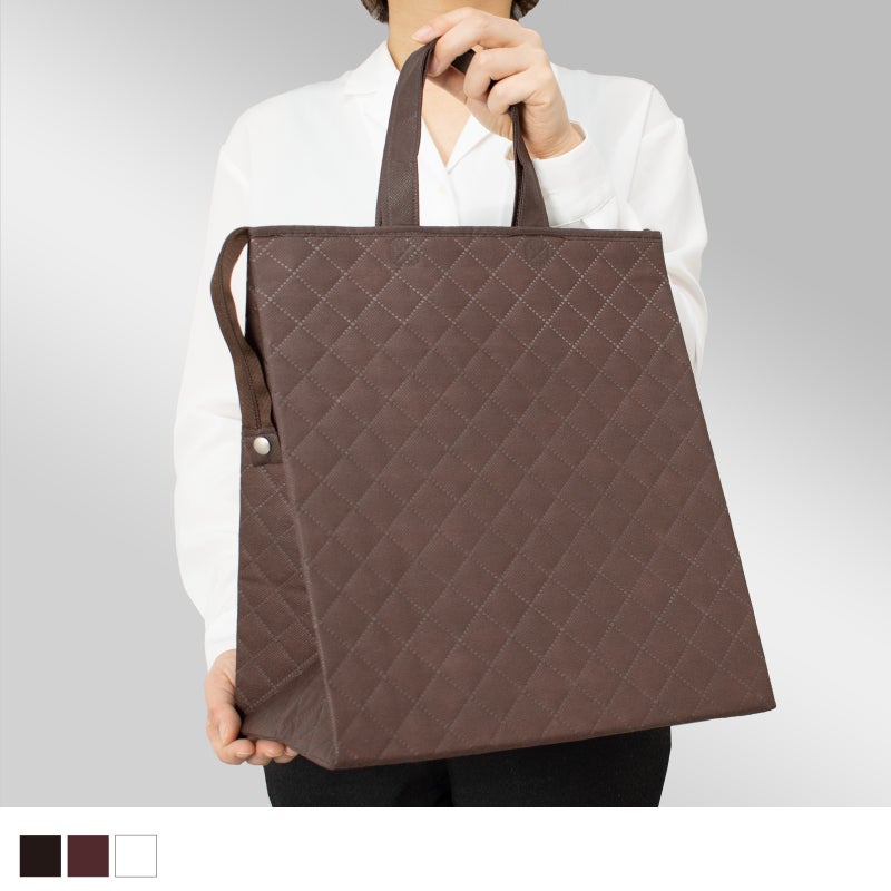 不織布バッグ｜【小ロット】カラークールキルトバッグ　大　10枚入