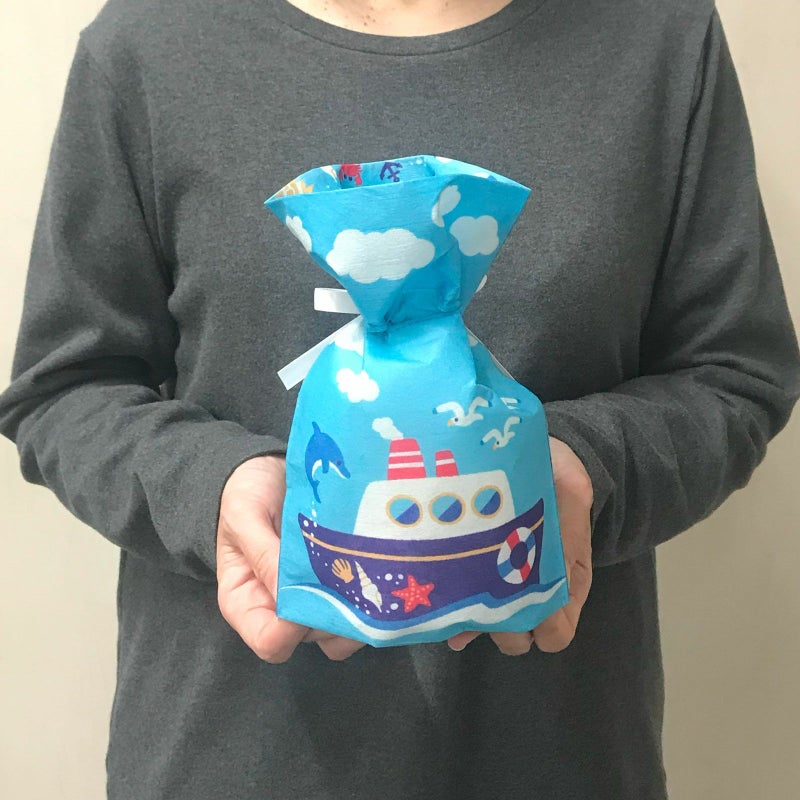 ラッピング｜マチ付き巾着　マリン船FP　 20枚入～