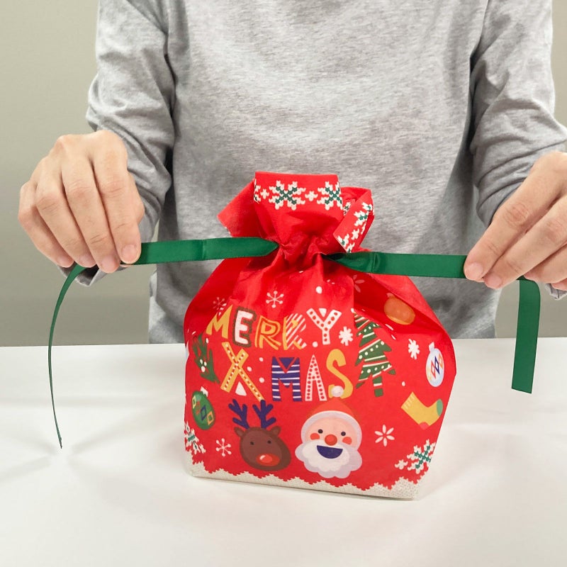 ラッピング｜巾着　リボンFP　小　XMASニット　20枚入～
