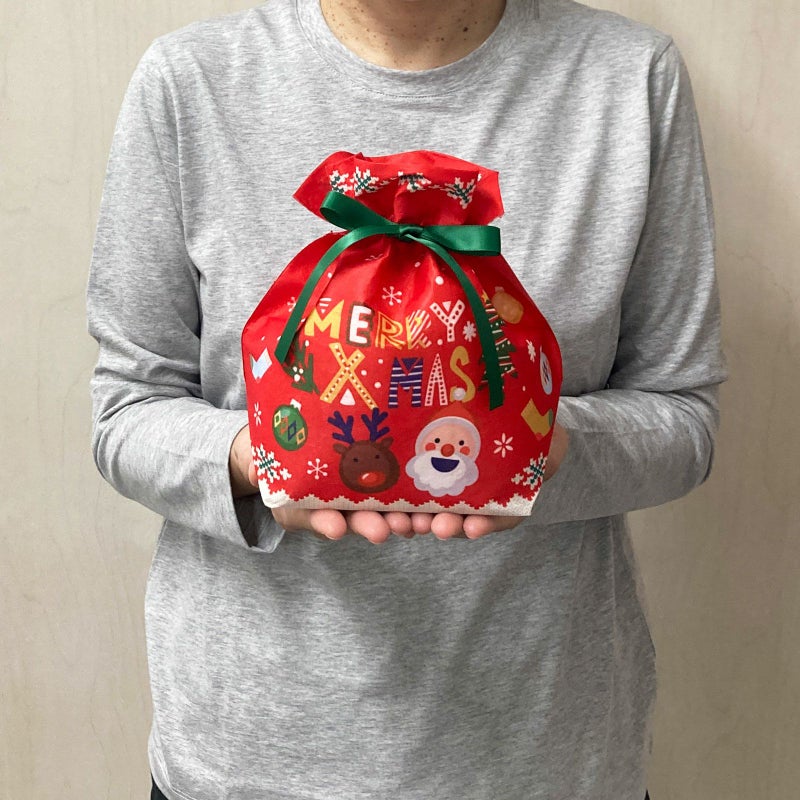 ラッピング｜巾着　リボンFP　小　XMASニット　20枚入～