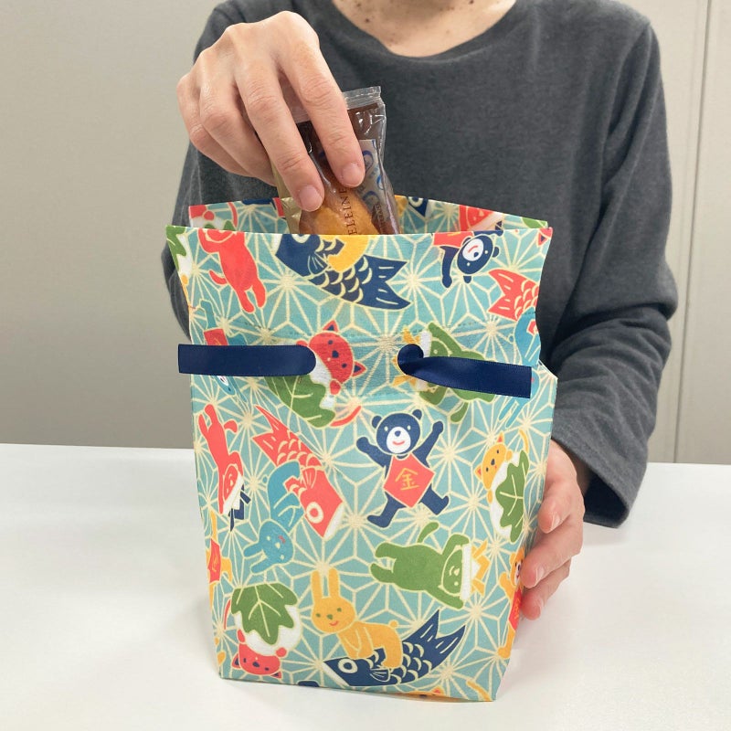 子どもの日ラッピング｜巾着リボンFP　小　こどもの日麻の葉柄　20枚入～｜ラッピング資材の仕入れならラッピングの森