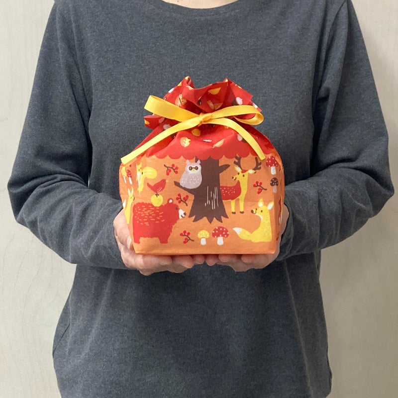 ラッピング｜巾着　リボン　小　森のどうぶつ柄ＦＰ 20枚入～