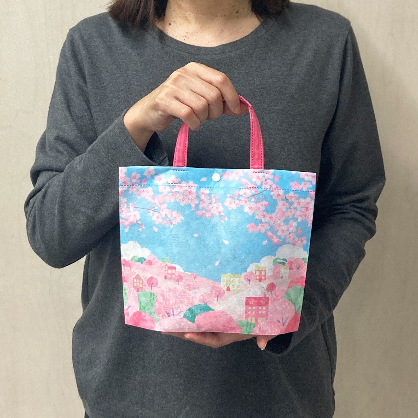シンプルトートミニFP 桜に染まる街柄 20枚入｜不織布製品や包装資材の