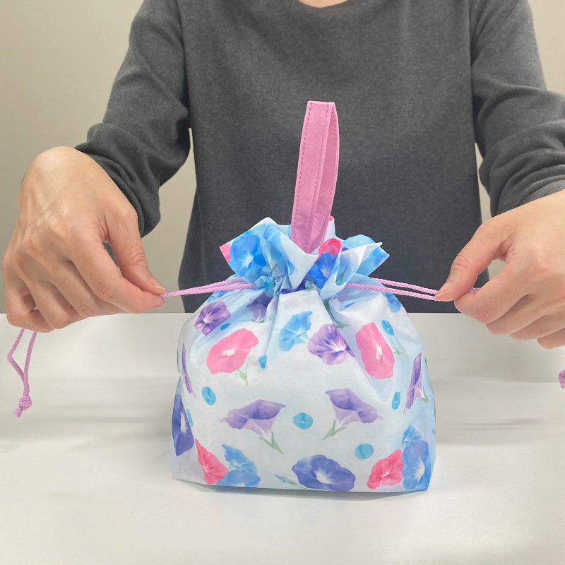 ラッピング｜ 手提げ巾着　水彩朝顔柄FP　20枚入～