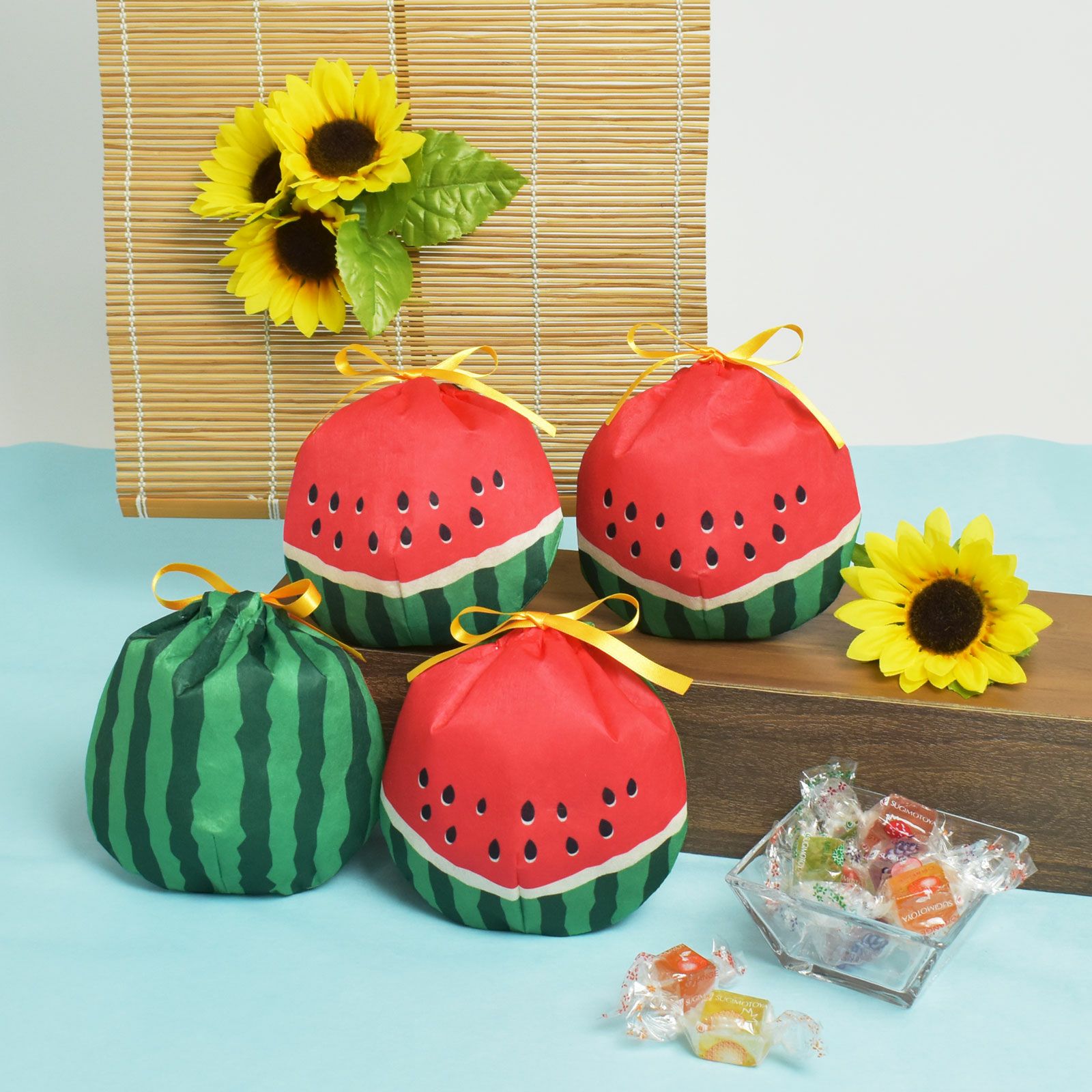 【夏ギフト】おてだま巾着 すいか柄｜ラッピング袋｜20枚入