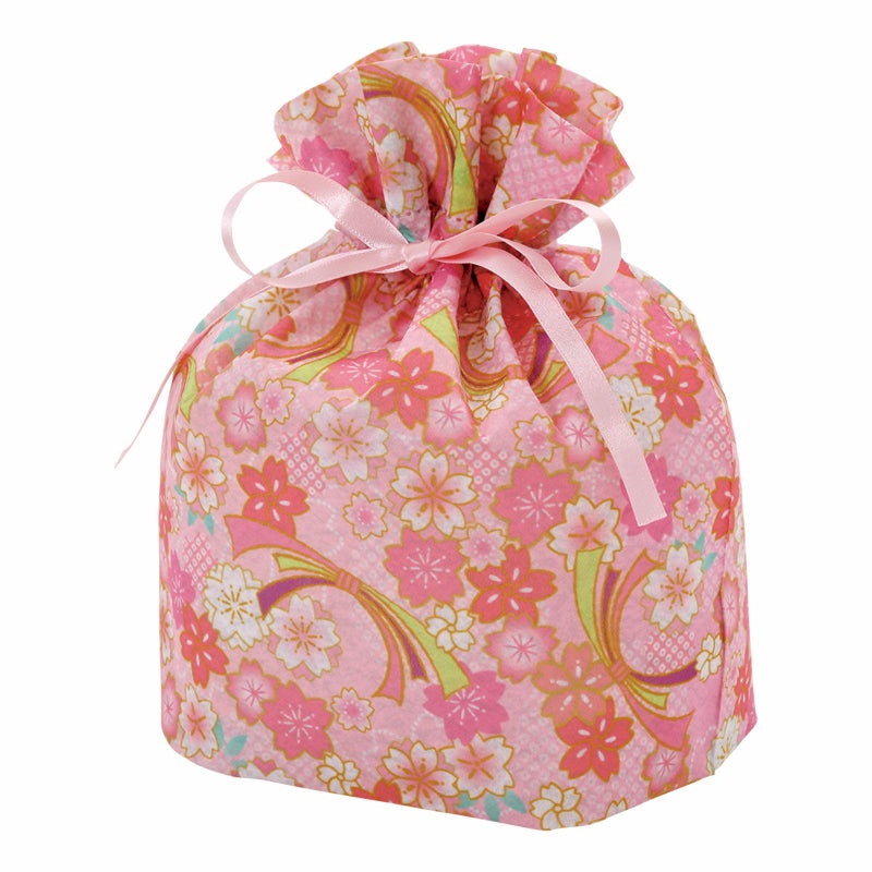 ラッピング｜巾着リボン小　熨斗（のし）桜柄　20枚入