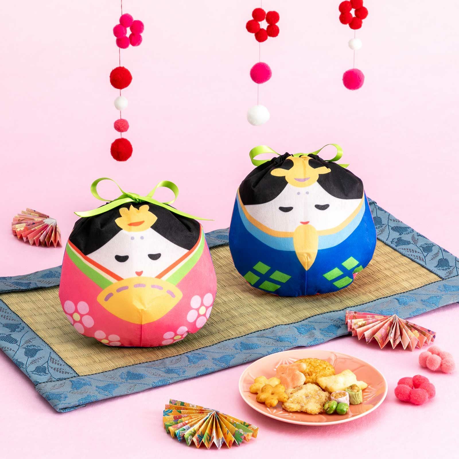 【ひな祭り】おてだま巾着　はまぐりひな柄｜不織布ラッピング袋