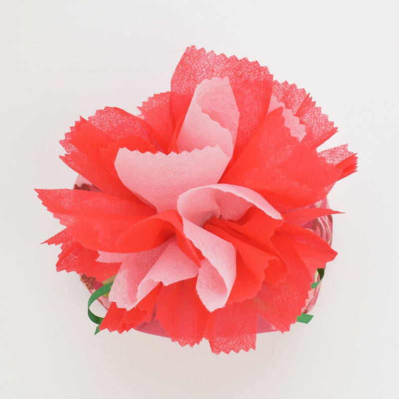 お花巾着FP カーネーション柄｜不織布ギフト包装資材の仕入れ通販 ラッピングの森｜俯瞰から見た画像