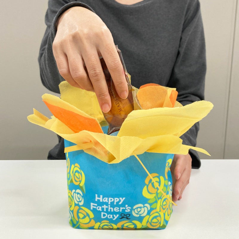 ラッピング｜お花巾着　父の日ローズ柄　20枚入～