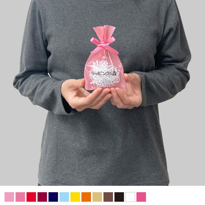 ラッピング｜【1000枚以上専用】ソフトバッグクリアS1 2穴リボン巾着 名入れ有 100枚入