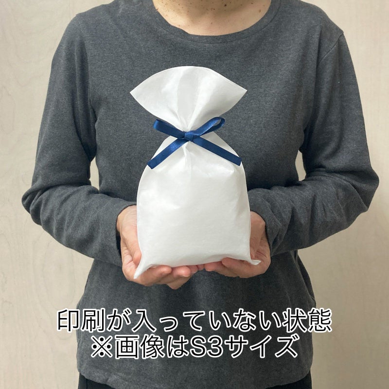 ラッピング｜【フルカラー名入れ】ソフトバッグ　2穴リボン巾着FP　S2　100枚入