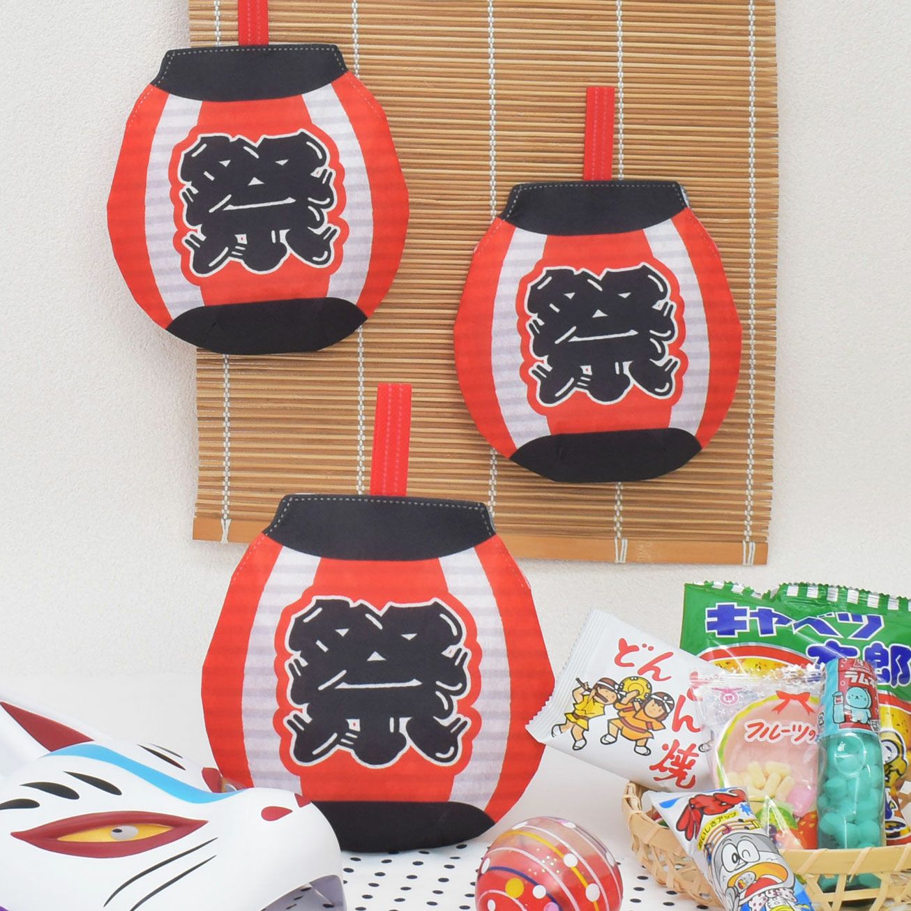 ちょうちん型ラッピングのディスプレイ例