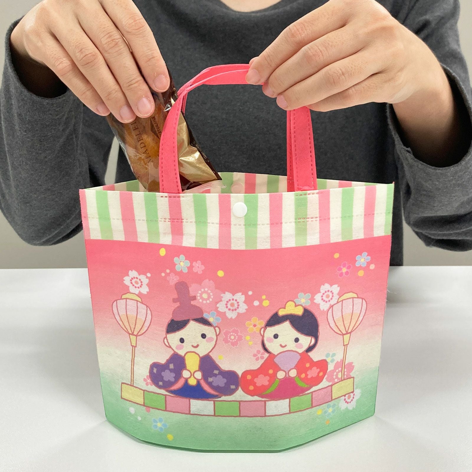 ひな祭り】シンプルトート（ミニ）ひなまつり柄｜不織布ラッピング袋