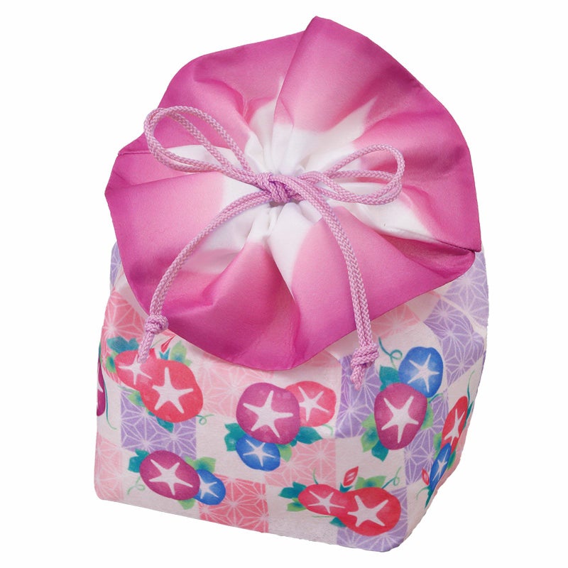 【夏ギフト】お花巾着（大）朝顔市松柄｜不織布ラッピング袋｜20枚入～