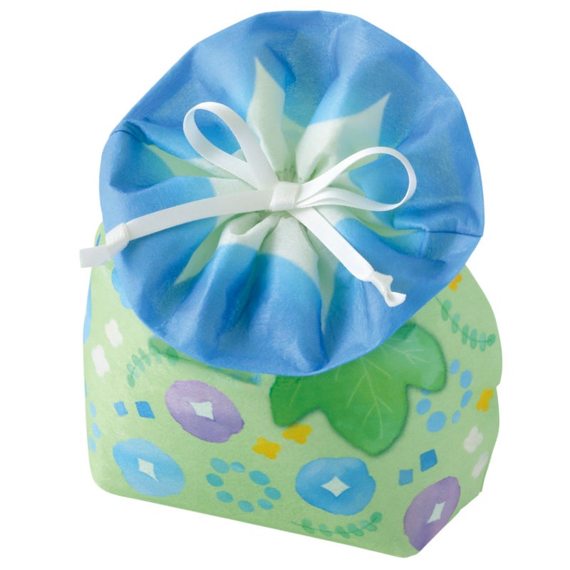 ラッピング｜【夏ギフト】お花巾着（中）朝顔かすみ柄｜不織布ラッピング袋｜20枚入～