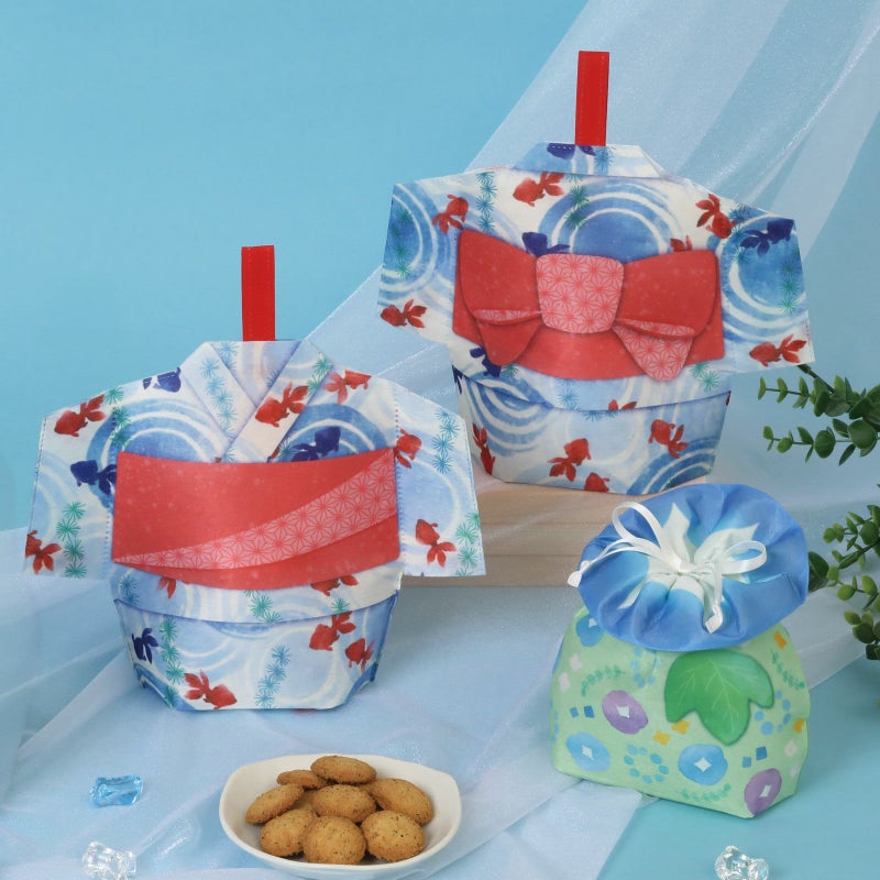 ラッピング｜【夏祭り】ゆかたラッピング　波紋金魚柄｜不織布ラッピング袋｜20枚入～