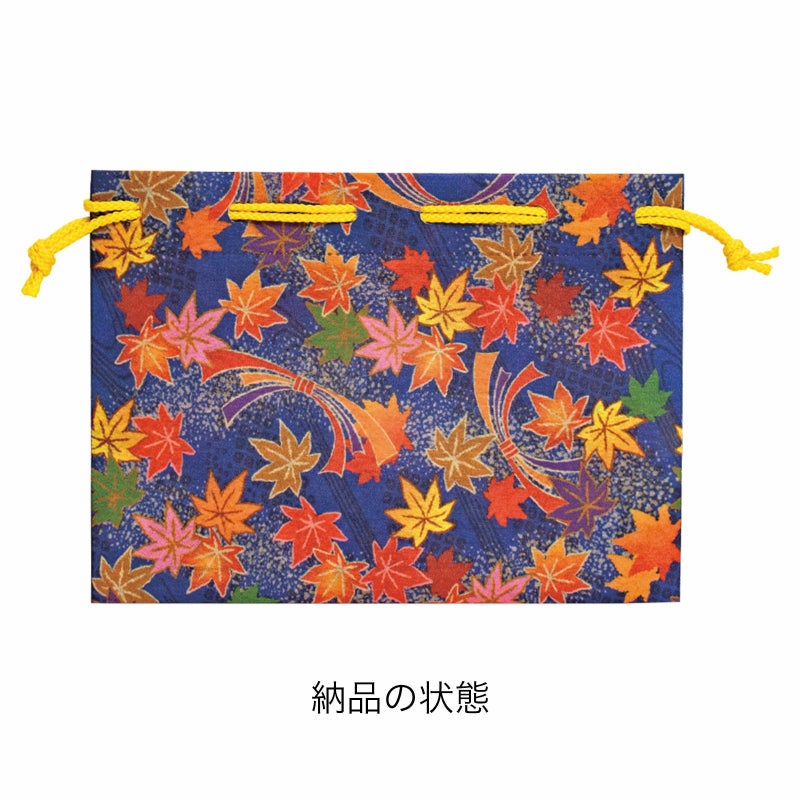 ラッピング｜【秋ギフト】三角巾着　紅葉柄｜不織布ラッピング袋｜20枚入