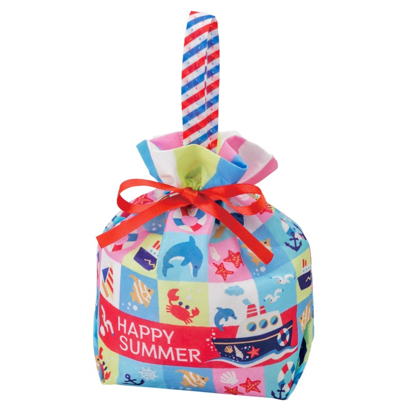 ラッピング｜【夏祭り・縁日向け】駄菓子詰め合わせリボンバッグ｜セット済み・すぐ配布OK｜60枚入～