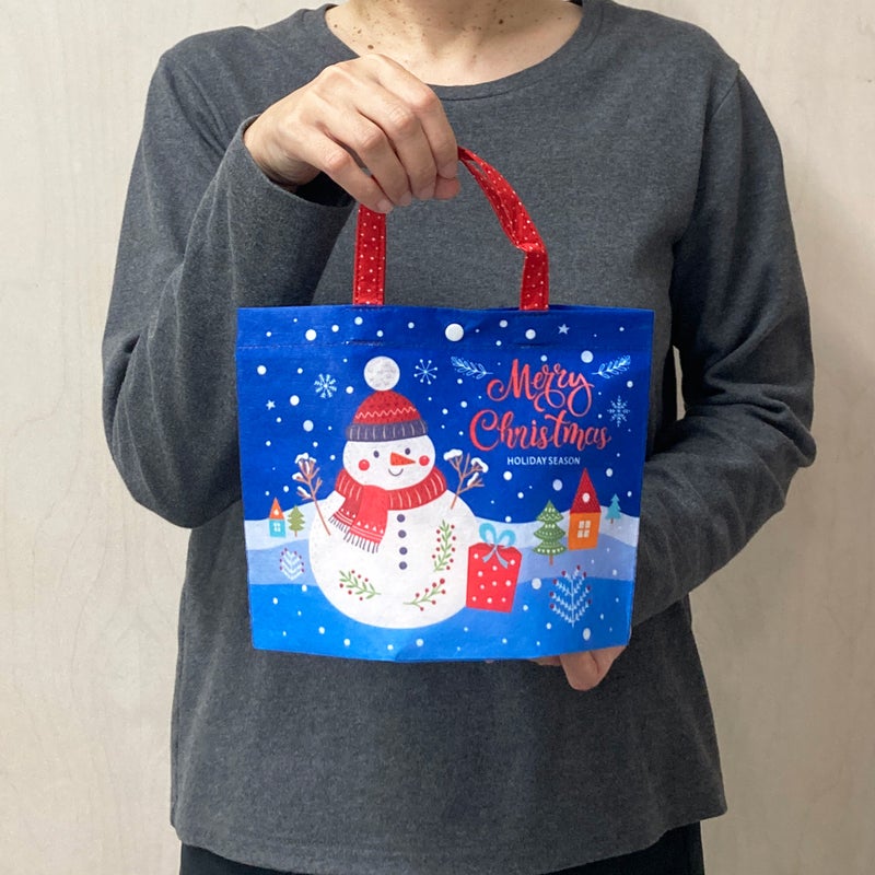 ラッピング｜【クリスマス】シンプルトート（ミニ）スノーマン柄｜不織布ラッピング袋｜20枚入～