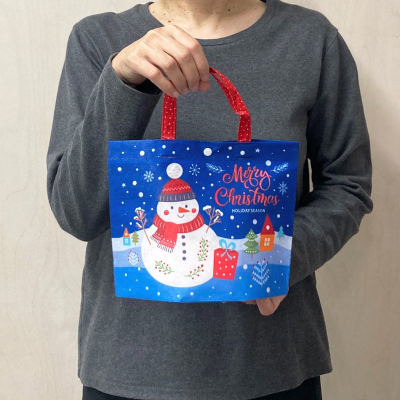 ラッピング｜【クリスマス】シンプルトート（ミニ）スノーマン柄｜不織布ラッピング袋｜20枚入～