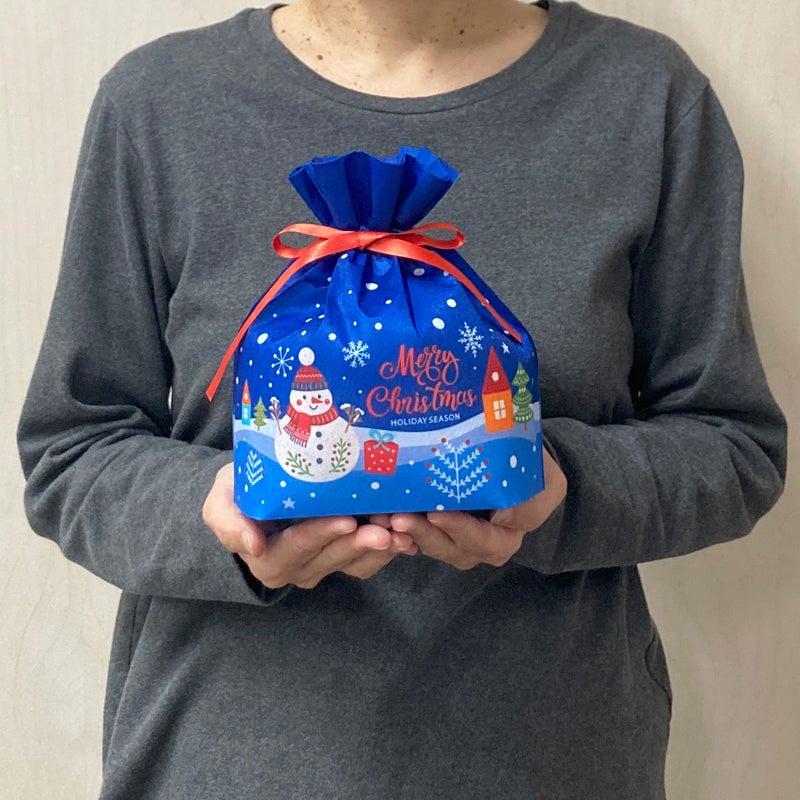 ラッピング｜【クリスマス】巾着（小）スノーマン柄セット｜不織布ラッピング袋｜20枚入