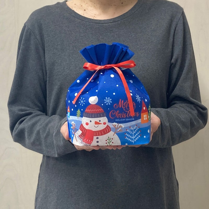 ラッピング｜【クリスマス】巾着（小）スノーマン柄セット｜不織布ラッピング袋｜20枚入