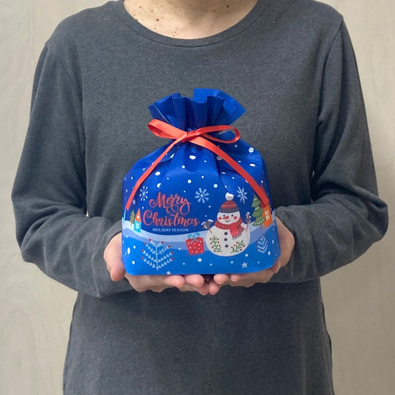 ラッピング｜【クリスマス】巾着（小）スノーマン柄セット｜不織布ラッピング袋｜20枚入